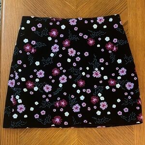 LOFT Floral Black Skirt